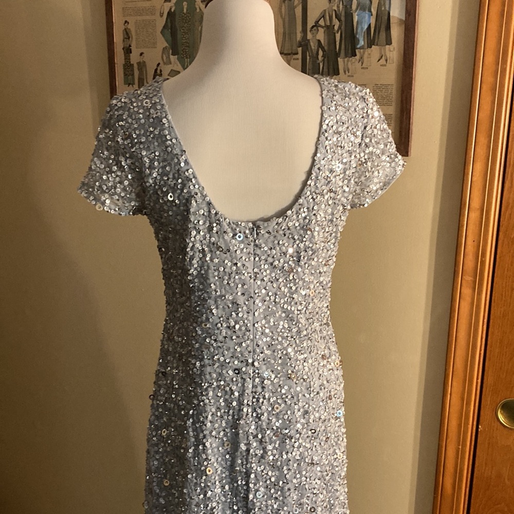 Adrianna Papell platinum beaded sequin dress sz 10 - Picture 5 of 8